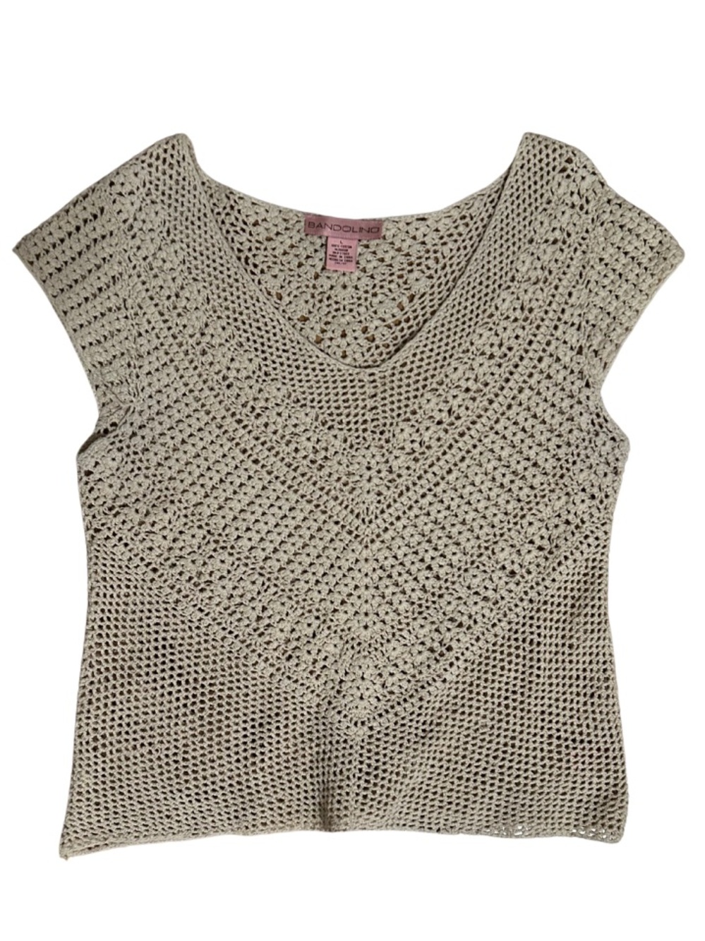 Bandolino Y2K cotton crochet beachy boho coconut girl coastal top- Size Large